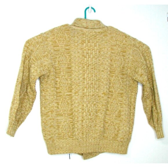 Vtg Sunbird LL Yellow Cable Knit Cardigan Sweater Size L Chest 48" Button Front - Picture 2 of 12